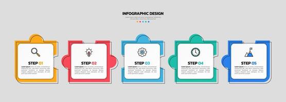 Modern business infographic template with 5 options or steps icons. vector