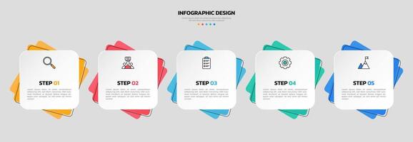 Modern business infographic template with 5 options or steps icons. vector