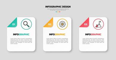 Modern business infographic template with 3 options or steps icons. vector