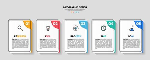 Modern business infographic template with 5 options or steps icons. vector