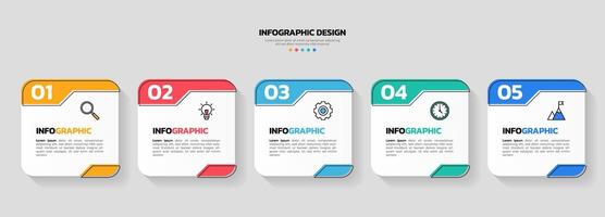 Modern business infographic template with 5 options or steps icons. vector