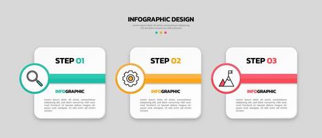 Modern business infographic template with 3 options or steps icons. vector