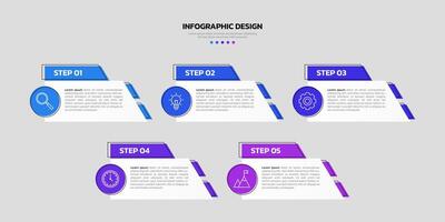 Modern business infographic template with 5 options or steps icons. vector