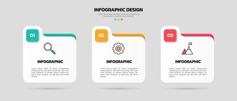 Modern business infographic template with 3 options or steps icons. vector