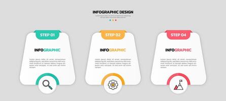 Modern business infographic template with 3 options or steps icons. vector