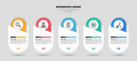 Modern business infographic template with 5 options or steps icons. vector