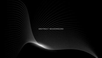 Black abstract background with white curves vector