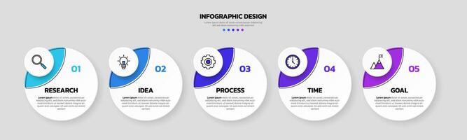 Modern business infographic template with 5 options or steps icons. vector