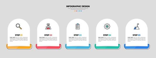 Modern business infographic template with 5 options or steps icons. vector