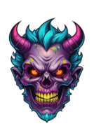 AI generated Zombie head illustration of a demon monster png