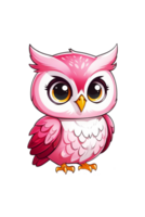 AI generated Pink owl with big eyes isolated on transparent background png