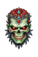 AI generated Zombie head soldier with crown isolated png