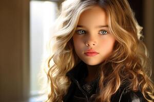 AI generated Radiant Caucasian young girl in sunlight, suitable for lifestyle advertising and portraits photo