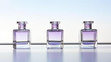 AI generated Trio of elegant perfume bottles, ideal for beauty and luxury product advertising photo