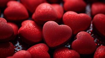 AI generated Red Textured Hearts Close-Up, Ideal for Expressing Passion and Love in Design Projects photo