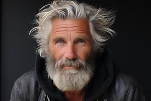 AI generated Distinguished Senior Man with Silver Hair and Beard photo