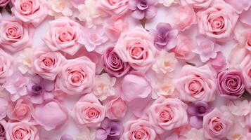 AI generated Elegant Floral Pattern with Pink Roses, Suitable for Beauty and Romance Projects photo