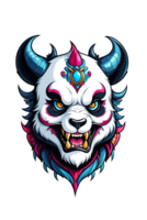 AI generated Illustration of a panda head devil illustration png