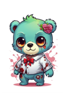 AI generated Cute cartoon teddy bear with blood png