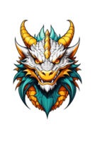 AI generated Gold dragon head illustration png