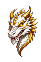 AI generated Gold dragon head illustration png