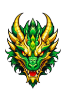 AI generated Green dragon head illustration png