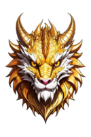 AI generated Gold dragon head illustration png