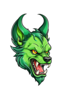 ai generado verde diablo perro cabeza mascota ilustración png