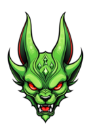 AI generated Green devil dog head mascot illustration png