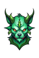 ai gerado verde diabo cachorro cabeça mascote ilustração png