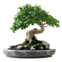 ai genererad skön bonsai på estetisk sten bakgrund png