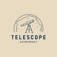 telescope astronomy line art simple logo vector illustration design graphic template