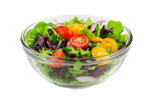 AI generated Salad with fresh vegetables in a bowl isolated on transparent background, Organic food ingredients for healthy nutrition, Diet concept png