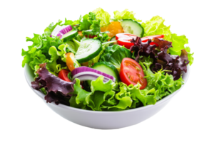 AI generated Salad with fresh vegetables in a bowl isolated on transparent background, Organic food ingredients for healthy nutrition, Diet concept png