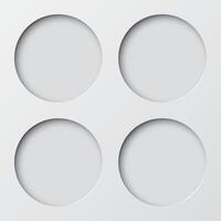 Four of abstract 3 dimension circle frame paper cut on white background. vector