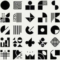 Abstract and basic shapes collection. Minimalist symbols. Black Iconography. Flat vector icon. Icons set. Primitive forms. Modernist abstract geometric shapes. Geometric elements. Brutalist design