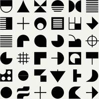 Abstract and basic shapes collection. Minimalist symbols. Black Iconography. Flat vector icon. Icons set. Primitive forms. Modernist abstract geometric shapes. Geometric elements. Brutalist design