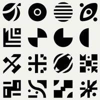 resumen y básico formas recopilación. minimalista simbolos negro iconografía. plano vector icono. íconos colocar. primitivo formularios modernista resumen geométrico formas geométrico elementos. brutalista diseño