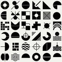 Abstract and basic shapes collection. Minimalist symbols. Black Iconography. Flat vector icon. Icons set. Primitive forms. Modernist abstract geometric shapes. Geometric elements. Brutalist design