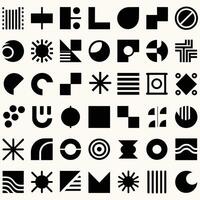 Abstract and basic shapes collection. Minimalist symbols. Black Iconography. Flat vector icon. Icons set. Primitive forms. Modernist abstract geometric shapes. Geometric elements. Brutalist design