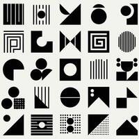 Abstract and basic shapes collection. Minimalist symbols. Black Iconography. Flat vector icon. Icons set. Primitive forms. Modernist abstract geometric shapes. Geometric elements. Brutalist design