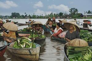 Banjarmasin, Indonesia 2019 -  Beautiful Indonesia Traditional Floating Market Festivals at lok Baintan River favorite destination for travel in South Kalimantan photo