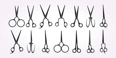 set of scissors icon logo design element. tailor business object sign template. decoration symbol of barber shop vector