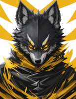 fierce and cunning evil ninja wolf with piercing png