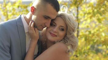 Wedding couple. Lovely groom and bride. Happy family. Man and woman in love video