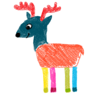 desenhado à mão simples colorida cervo. criança desenhos usando lápis técnica. isolado imagens. para Projeto e cartão png