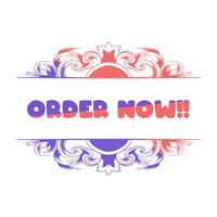 text design order Now In Banner Style, text design order now vector