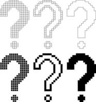 outline silhouette Pixel question mark icon set vector