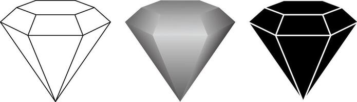 side view diamond icon set vector
