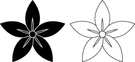 outline silhouette jasmine flower icon set vector